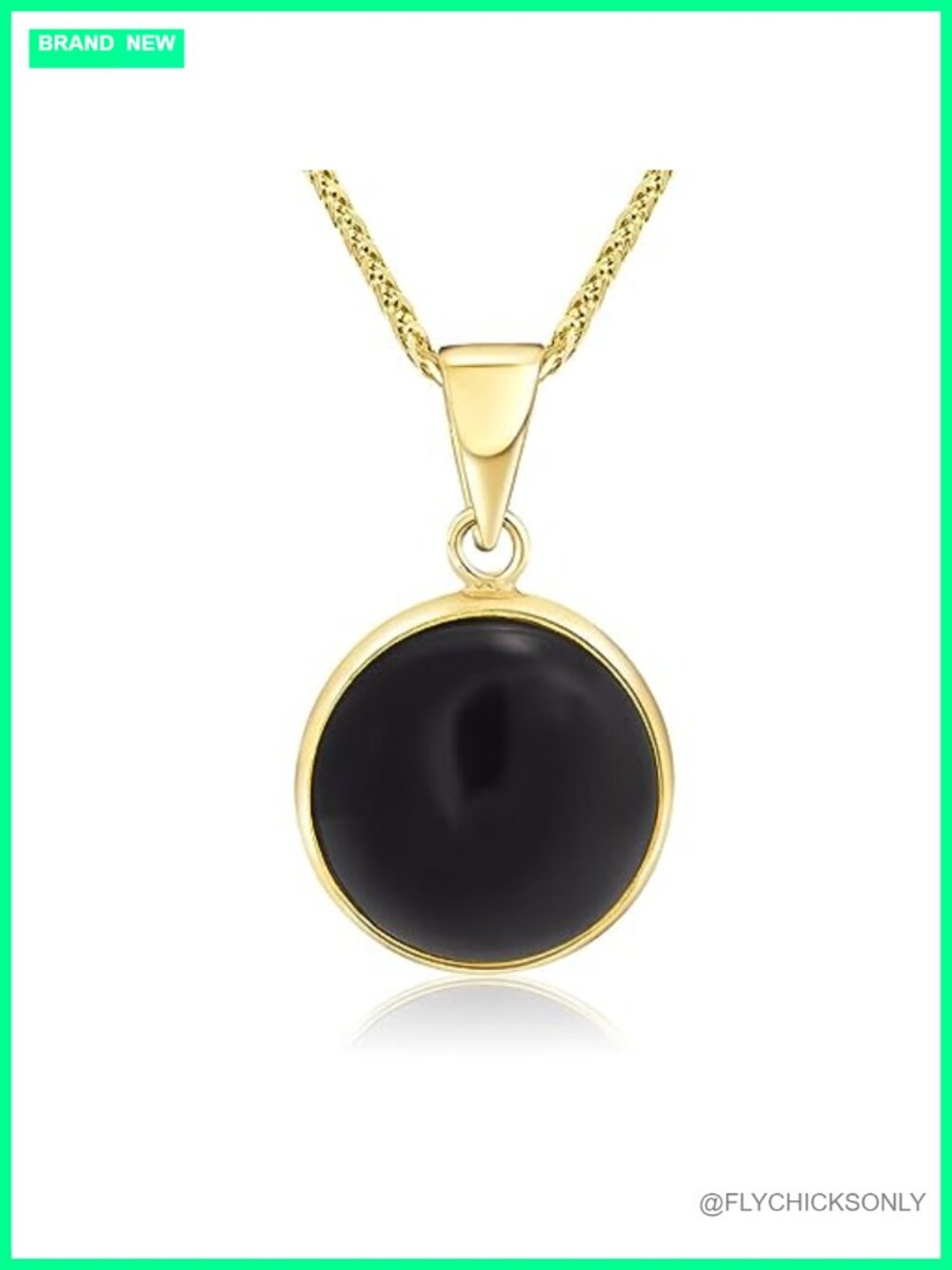 14K Solid Gold Black Onyx Pendant Only Women